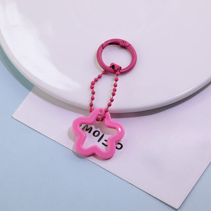 Acrylic Star Flower Ring Bead Chain Keychain DIY - White