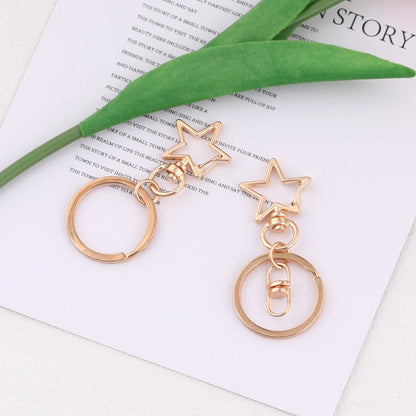 Metal Star Shape Swivel Hook Keychain Ring DIY Accessory - B