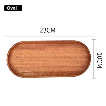 Solid Wood Dinner Plate Tray for Cake Bread Coffee and Tea