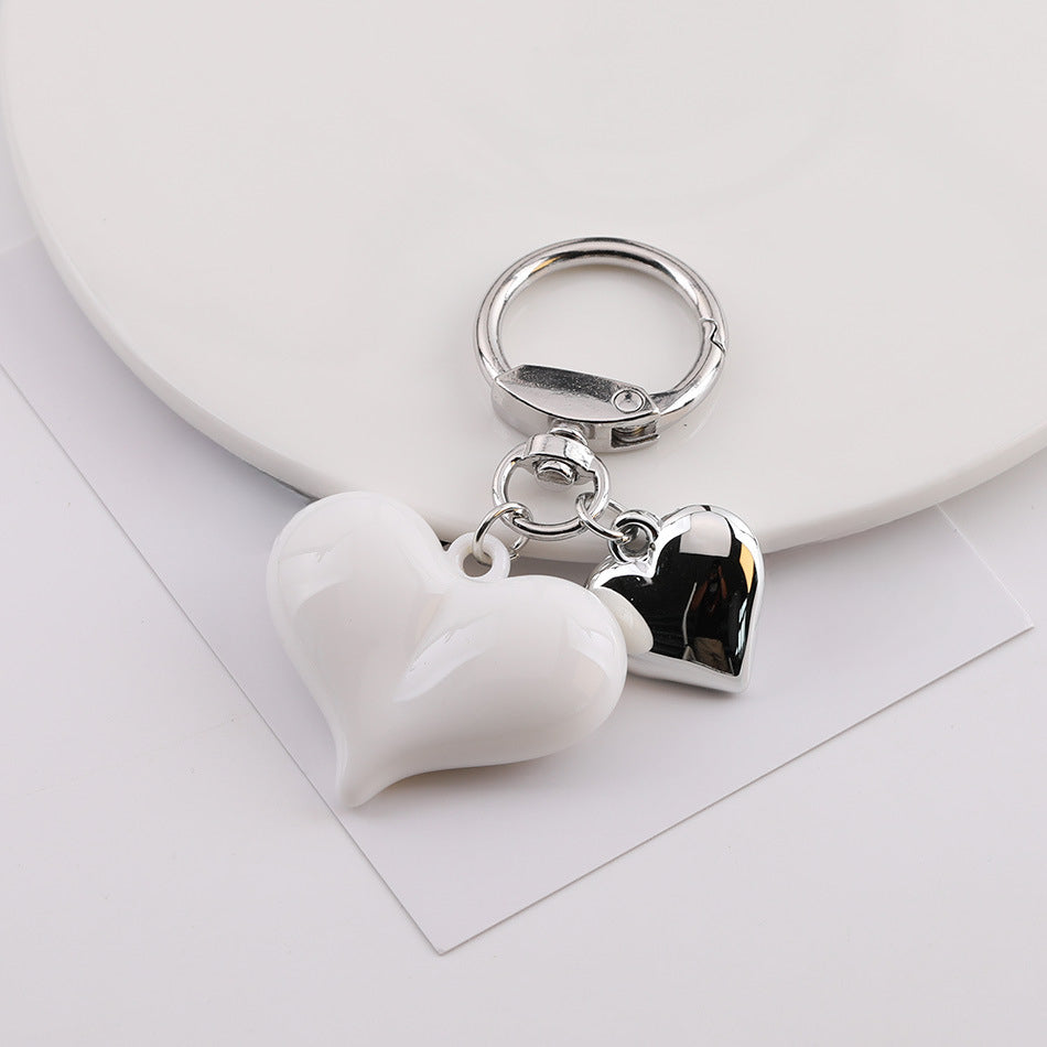 Cute Heart Charm Keychain Bag Pendant Accessory - black