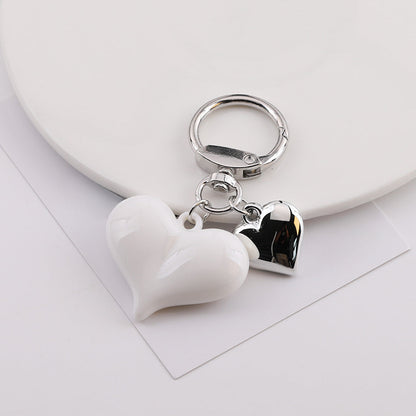 Cute Heart Charm Keychain Bag Pendant Accessory - black
