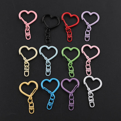 3pcs Colorful Heart Shape Keychain Hook DIY Finding - Yellow