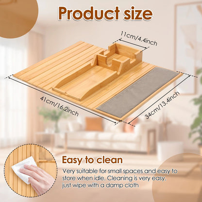 Bamboo Anti-Slip Couch Cup Holder Sofa Armrest Tray