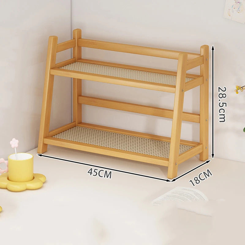 2 Layer Bamboo Spice Caddy Shelf Kitchen Storage Rack