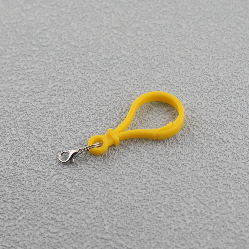 Colorful Plastic Loop Ring Keychain with Lobster Clasp - Black