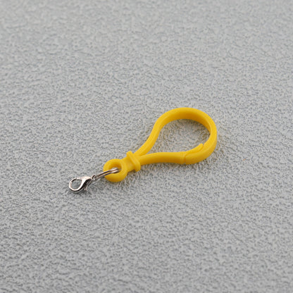 Colorful Plastic Loop Ring Keychain with Lobster Clasp - Black