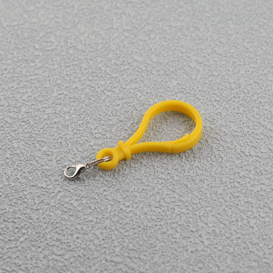 Colorful Plastic Loop Ring Keychain with Lobster Clasp - Black