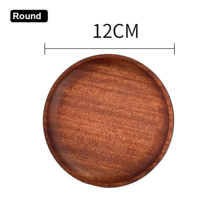 Solid Wood Dinner Plate Tray for Cake Bread Coffee and Tea