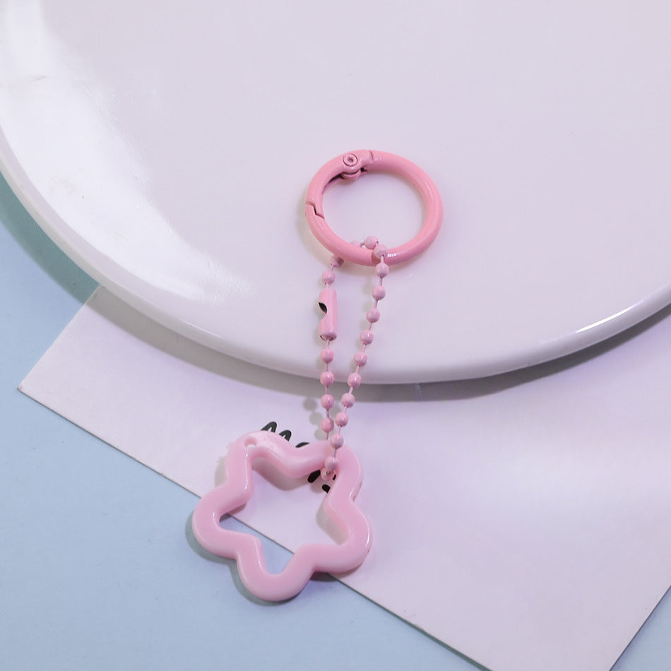 Acrylic Star Flower Ring Bead Chain Keychain DIY - Purple