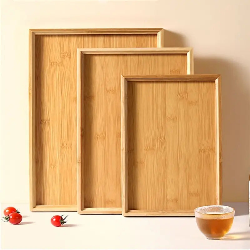 Rectangular Bamboo Tray Wooden Household Fruit and Snack Plate