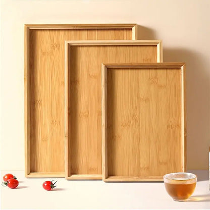 Rectangular Bamboo Tray Wooden Household Fruit and Snack Plate