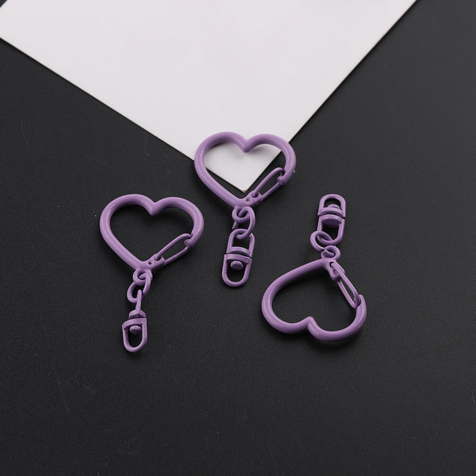 3pcs Colorful Heart Shape Keychain Hook DIY Finding - blue
