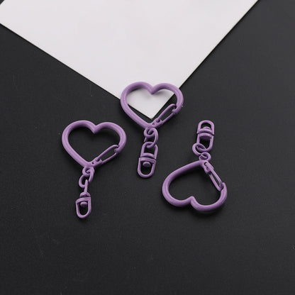 3pcs Colorful Heart Shape Keychain Hook DIY Finding - blue