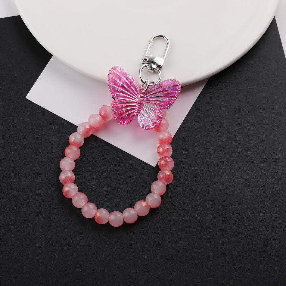 Butterfly Bead Loop Keychain Wristlet Charm DIY - Green