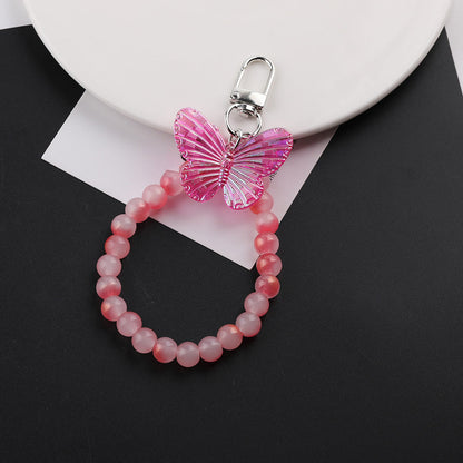 Butterfly Bead Loop Keychain Wristlet Charm DIY - Green