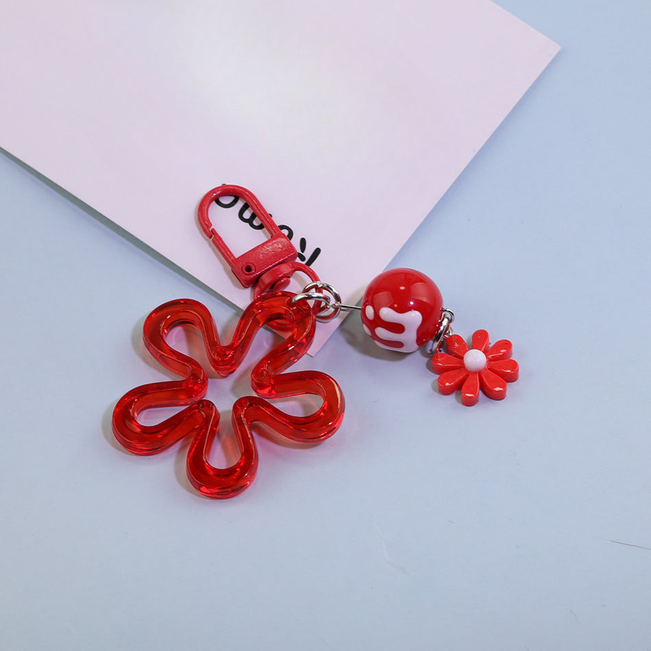 Acrylic Flower Daisy Bead Charm Keychain DIY Jewelry - Yellow