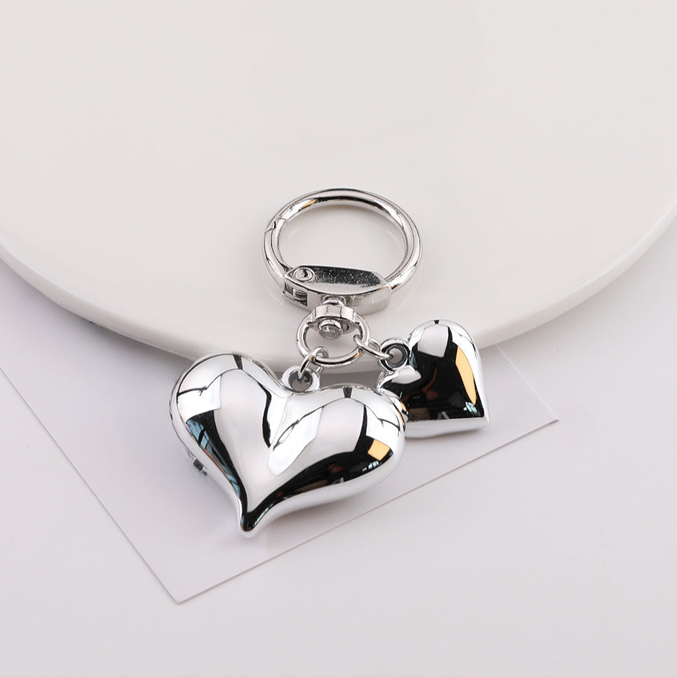 Cute Heart Charm Keychain Bag Pendant Accessory - Gold