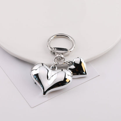 Cute Heart Charm Keychain Bag Pendant Accessory - Gold