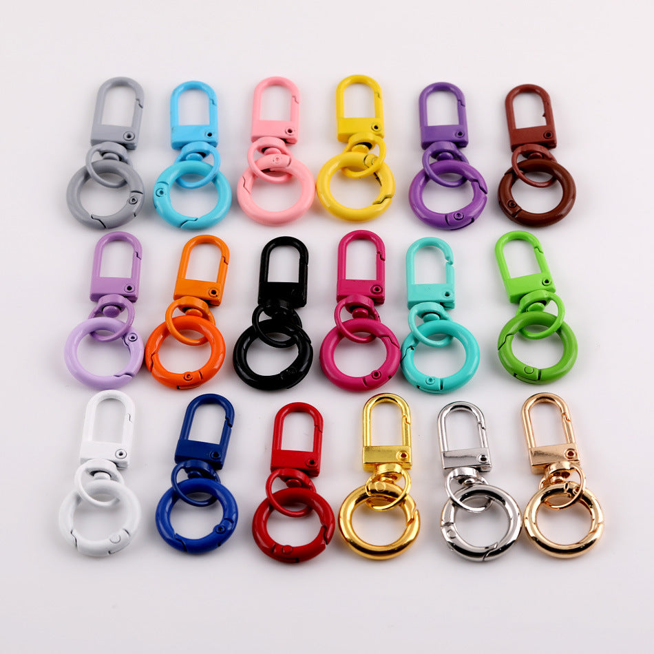 Colorful Metal Swivel Snap Hook Keychain DIY Finding - Pink