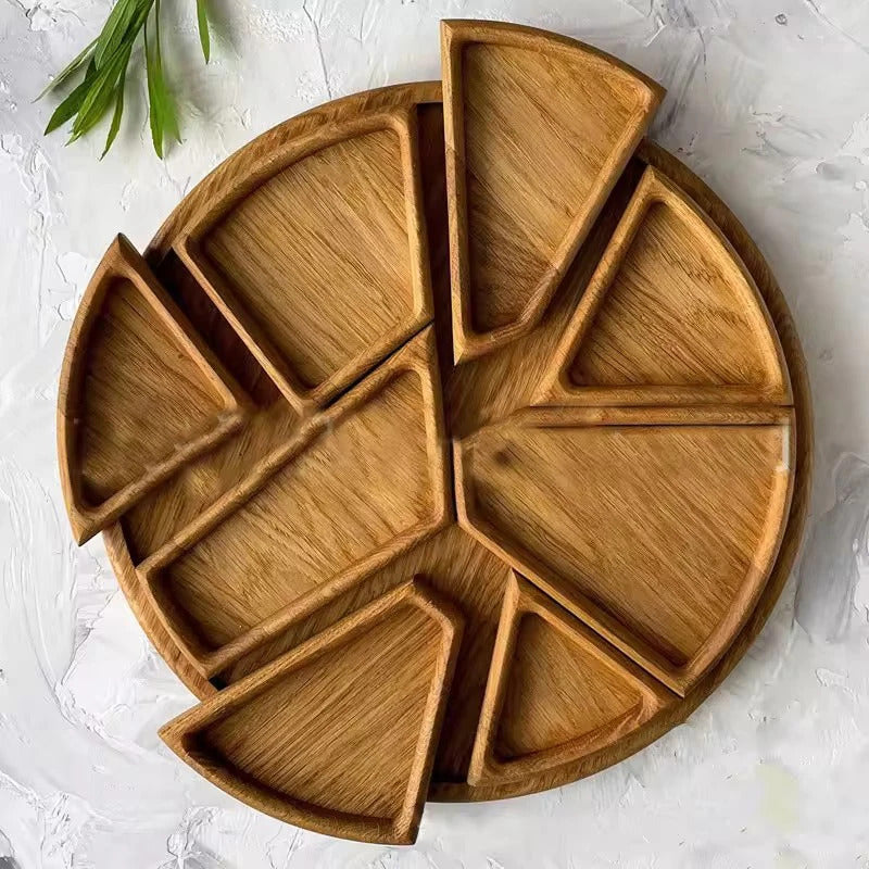 Divided Wood Serving Tray for Snacks and Desserts