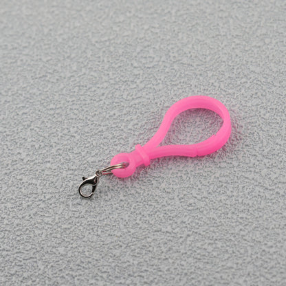 Colorful Plastic Loop Ring Keychain with Lobster Clasp - Sky Blue