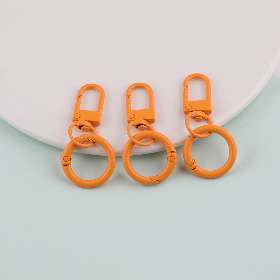 3pcs Colorful Metal Swivel Snap Hook Spring Ring Keychain - Green