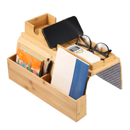 Bamboo Wood Couch Cup Holder Sofa Armrest Tray