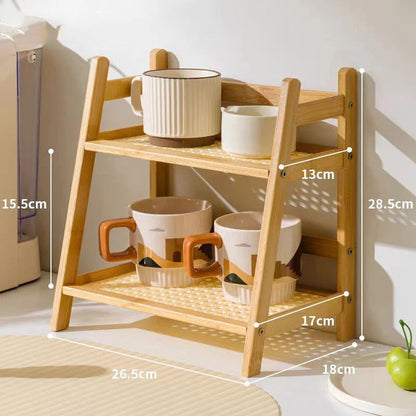 2 Layer Bamboo Spice Caddy Shelf Kitchen Storage Rack