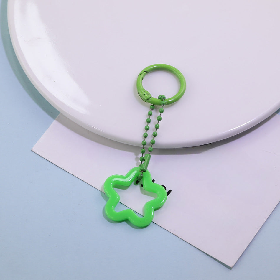 Acrylic Star Flower Ring Bead Chain Keychain DIY - Sky Blue