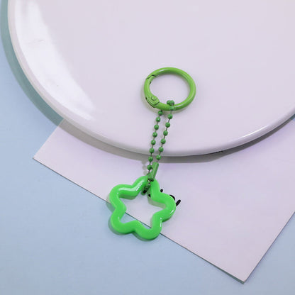 Acrylic Star Flower Ring Bead Chain Keychain DIY - Sky Blue