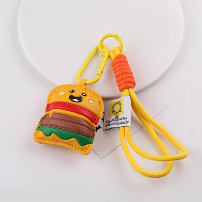 Handmade Leather Burger Pizza Food Charm Keychain - additional product photo 2