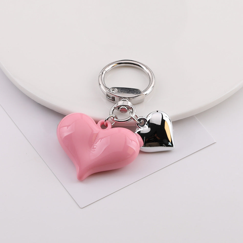 Cute Heart Charm Keychain Bag Pendant Accessory - Sky Blue