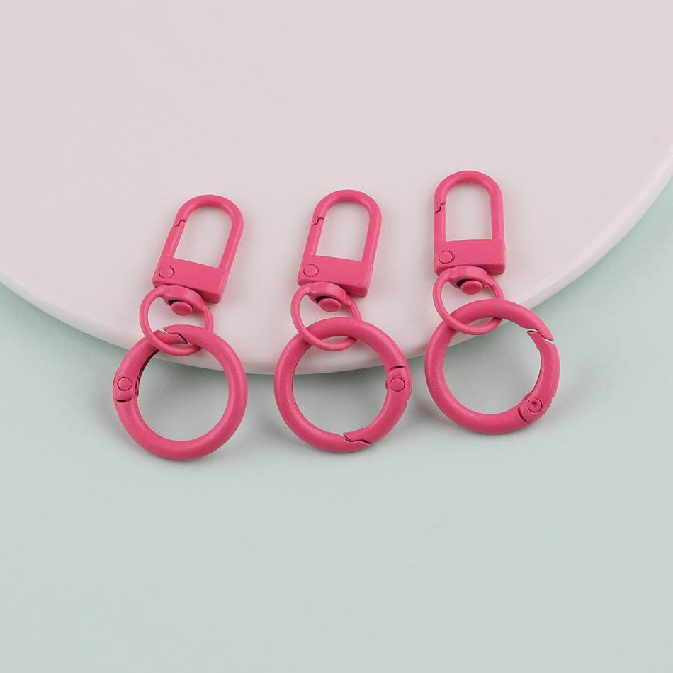 3pcs Colorful Metal Swivel Snap Hook Spring Ring Keychain - Coffee color