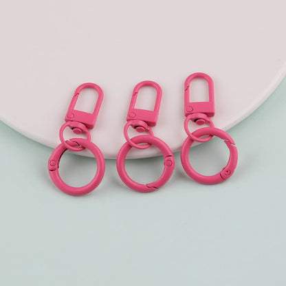 3pcs Colorful Metal Swivel Snap Hook Spring Ring Keychain - Coffee color