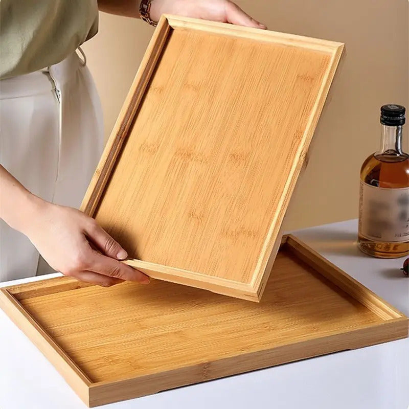 Rectangular Bamboo Tray Wooden Household Fruit and Snack Plate