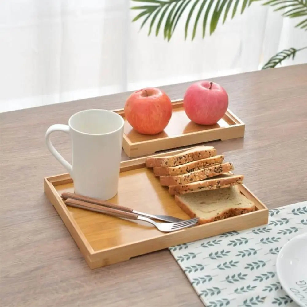 Rectangular Bamboo Tray Wooden Household Fruit and Snack Plate