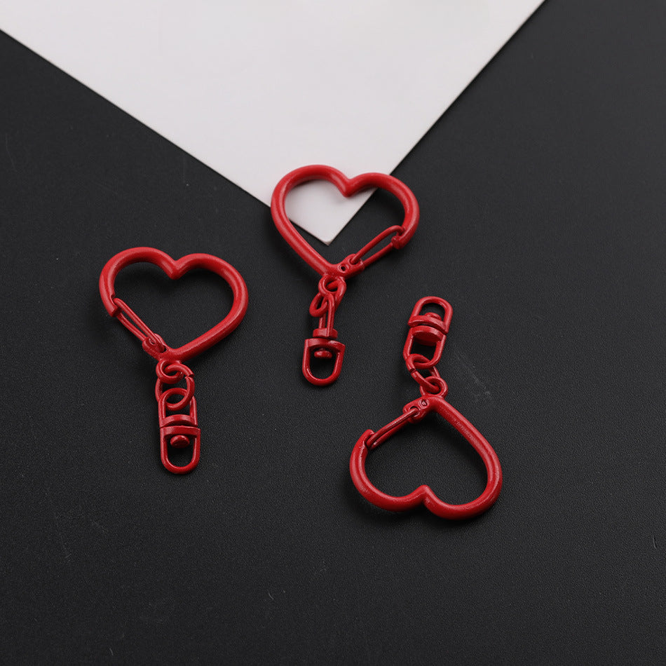 3pcs Colorful Heart Shape Keychain Hook DIY Finding - Purple