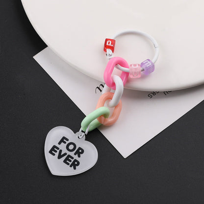 Cute Acrylic Chain Heart Charm Keychain Ring Accessory - additional product photo 2