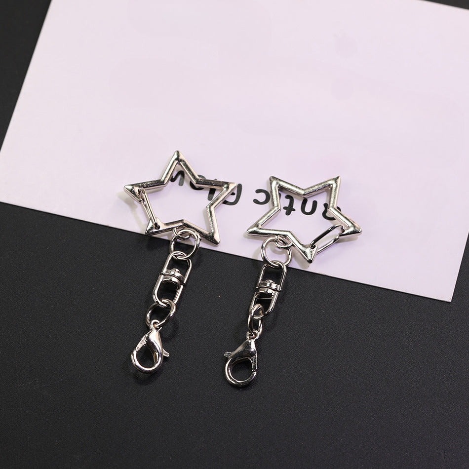 2pcs Metal Star Ring Keychain with Chain and Lobster Clasp - additional product photo 2