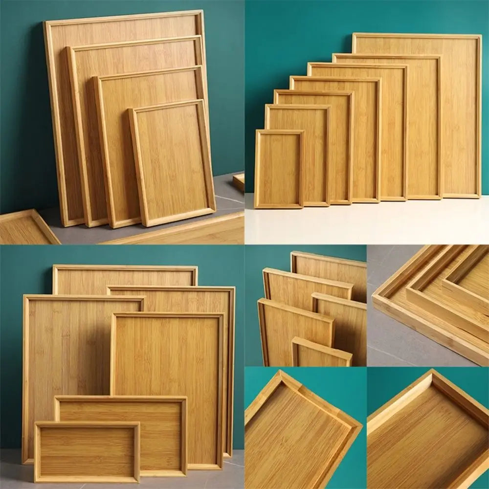 Rectangular Bamboo Tray Wooden Household Fruit and Snack Plate