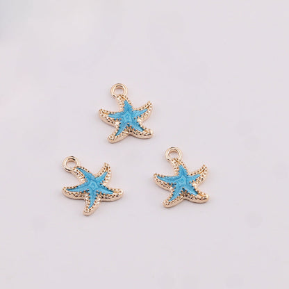 3pcs Enamel Gold Starfish Charm Pendant DIY Jewelry Finding - black