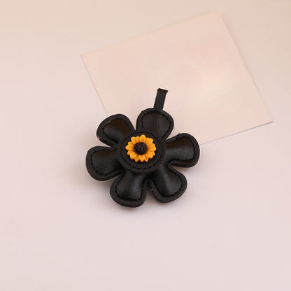 Leather Sunflower Daisy Flower Pendant Charm DIY - Green