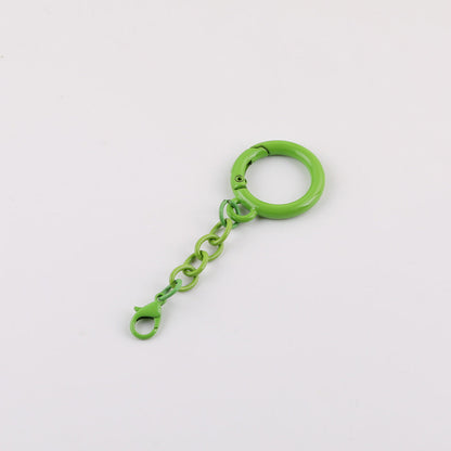 Metal Spring Ring Keychain with Chain and Lobster Clasp - Purple