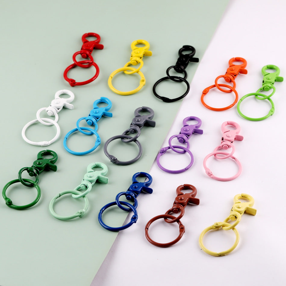 Colorful Metal Swivel Lobster Clasp with Split Ring - Purple