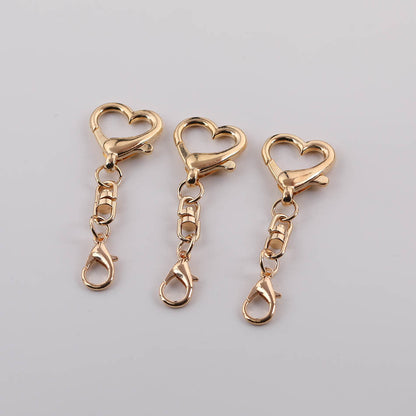 3pcs Heart Lobster Clasp Double End Keychain Link DIY - Gold