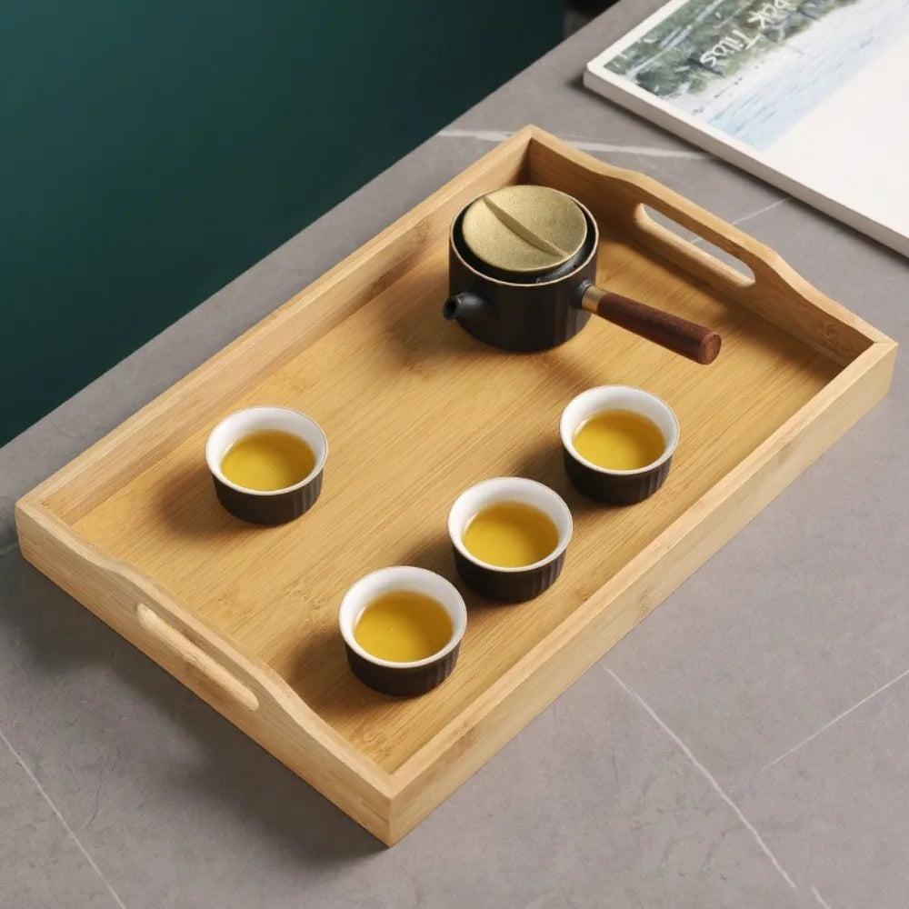 Rectangular Bamboo Tray Wooden Household Fruit and Snack Plate