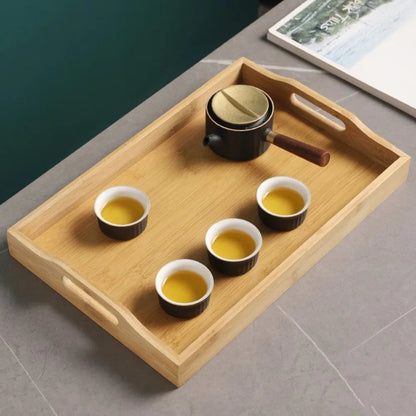 Rectangular Bamboo Tray Wooden Household Fruit and Snack Plate