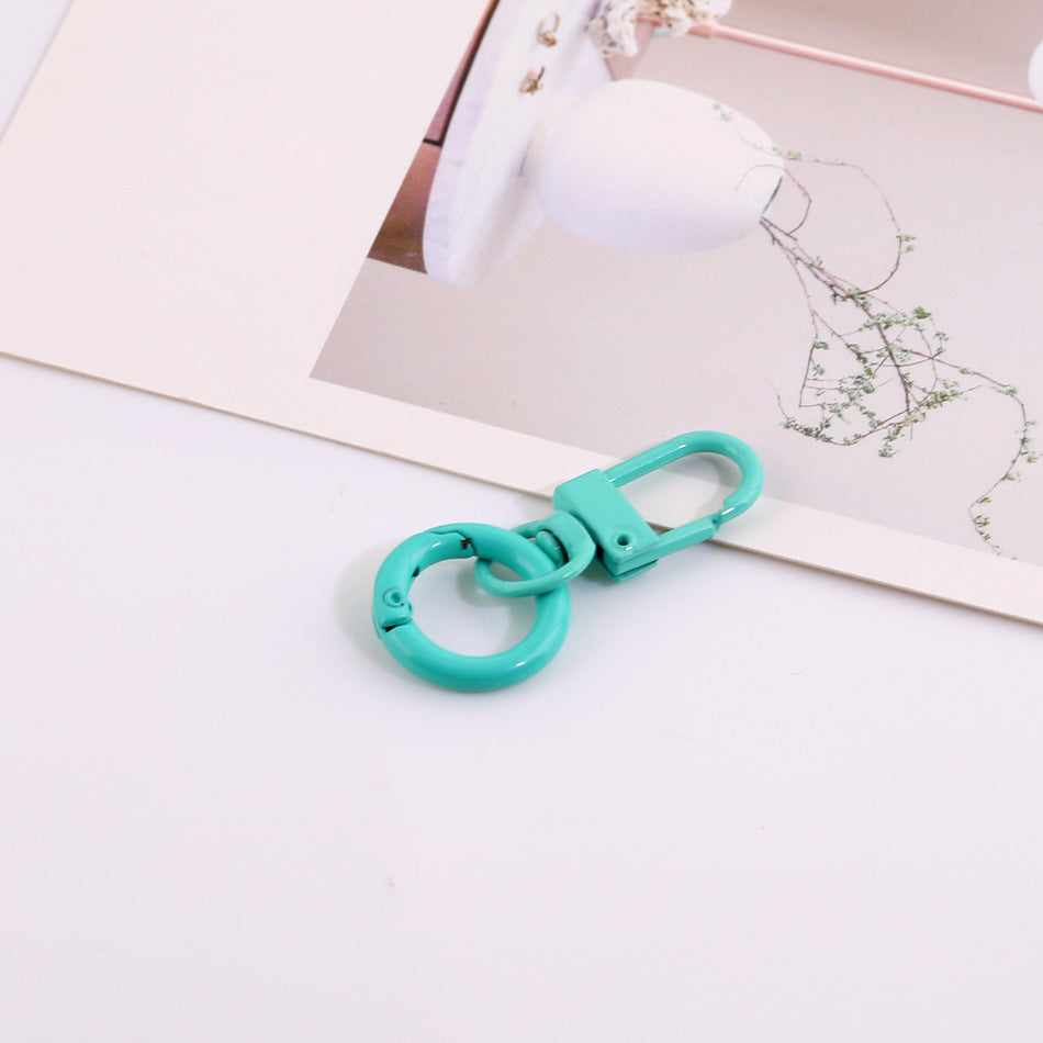 Colorful Metal Swivel Snap Hook Keychain DIY Finding - Rose Red