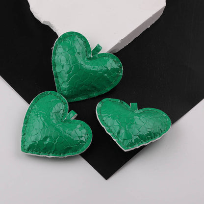 3PCS PU Leather Heart Pendant DIY Charm - Yellow