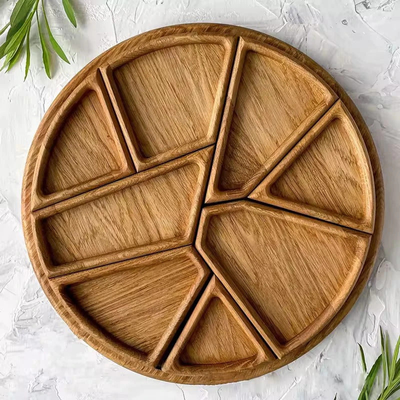 Divided Wood Serving Tray for Snacks and Desserts